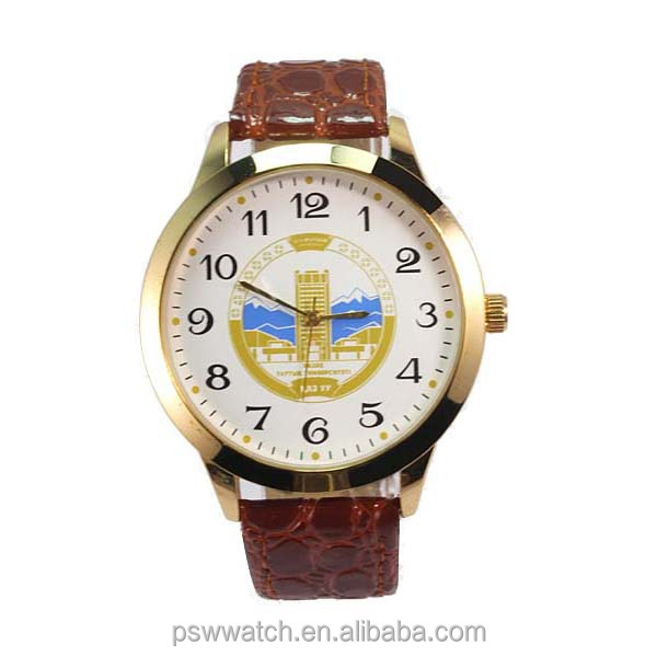 Arabic numbers polished crocodile man leather watches genuine leather watch
