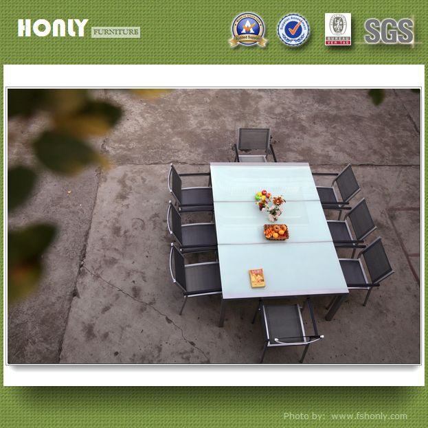 Modern alumimun frame dining table set luxury galss top dining table set