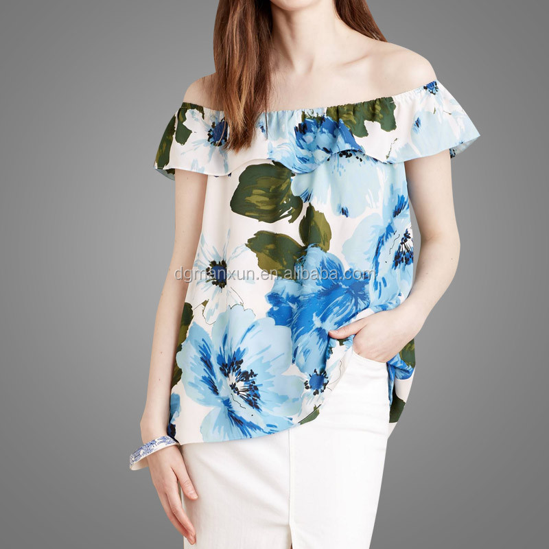 High Quality Off Shoulder Top Floral Printing Tube Top New Fashion Office Skirts and Blouses for Women (1).jpg