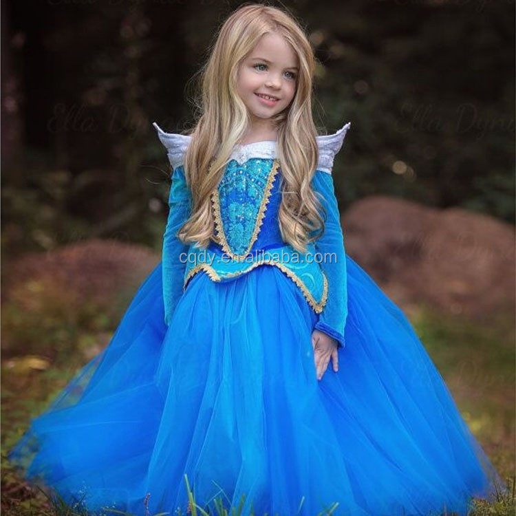 Robe princesse aurore pour petites filles bleu Costumes de noel Tutu dessin anime vetements de spectacle Cosplay pour enfants Alibaba