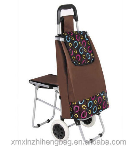 Durable cheap folding shopping trolley bag with seat from China supplier仕入れ・メーカー・工場