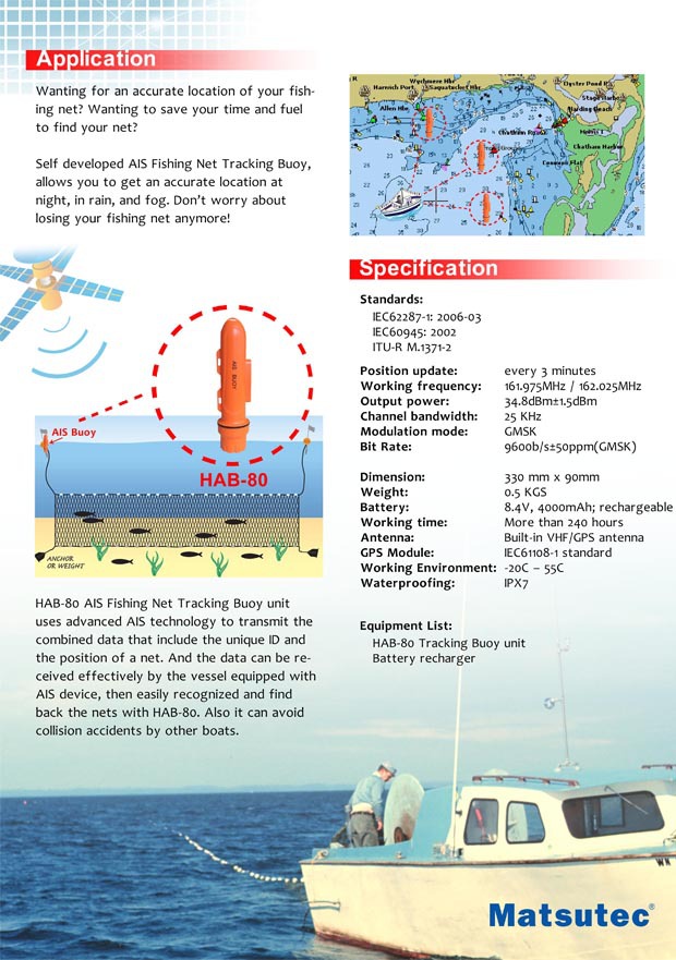 Matsutec marine fishing net AIS marker