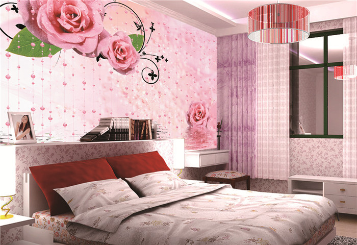 Romantic Pink World Rose And Curtain Design 3d Wallpaper For Bedroom Buy Romantic Pink Rose 3d Wallpaper Pink Curtain Design 3d Wallpaper Romantic