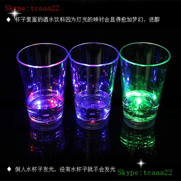 custom plastic led flashing champagne cups with straw
