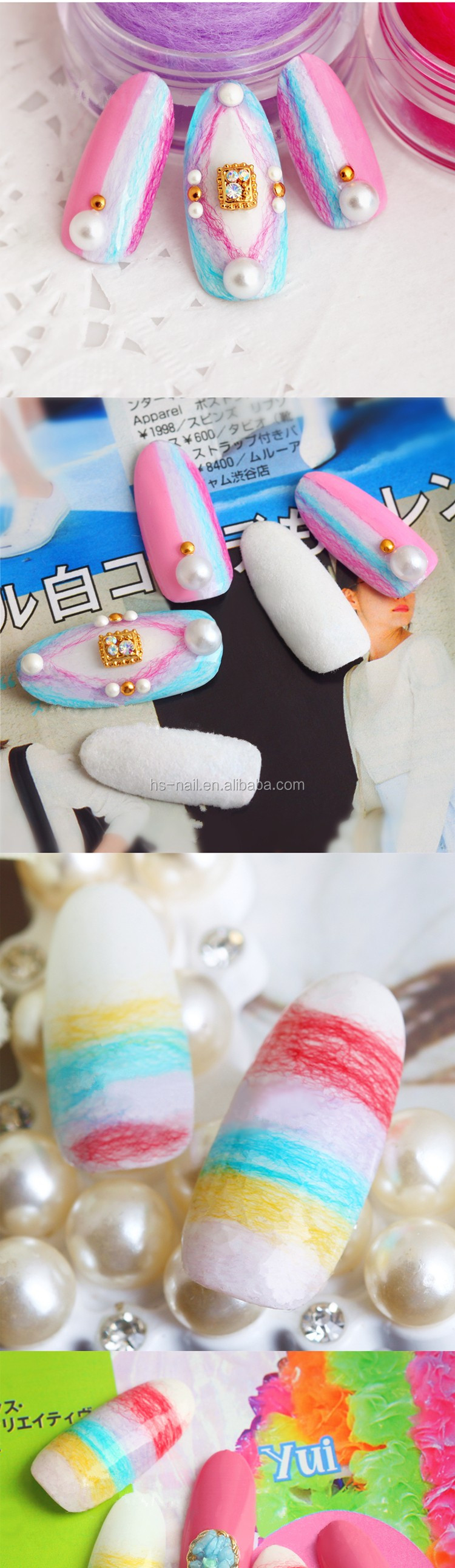 日本の最新3d甘い カラー ベルベット綿キャンディー用ネイルアート装飾 問屋・仕入れ・卸・卸売り