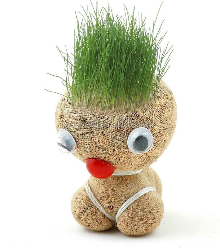 Diy Cute Potted Grass Kit Growing Real Grass And Personality Grass Doll