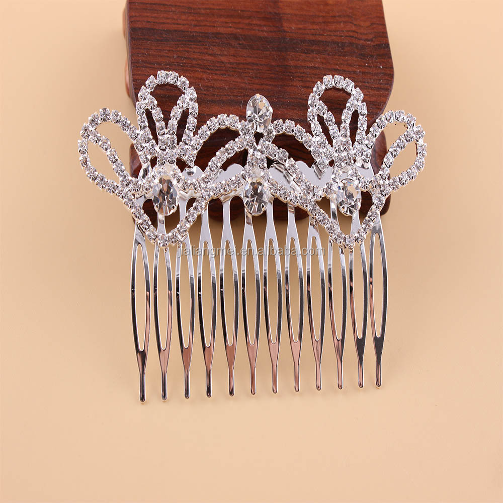 ファッション美しいブライダルヘアジュエリー卸売ラインストーン付き花嫁の髪のくし仕入れ・メーカー・工場