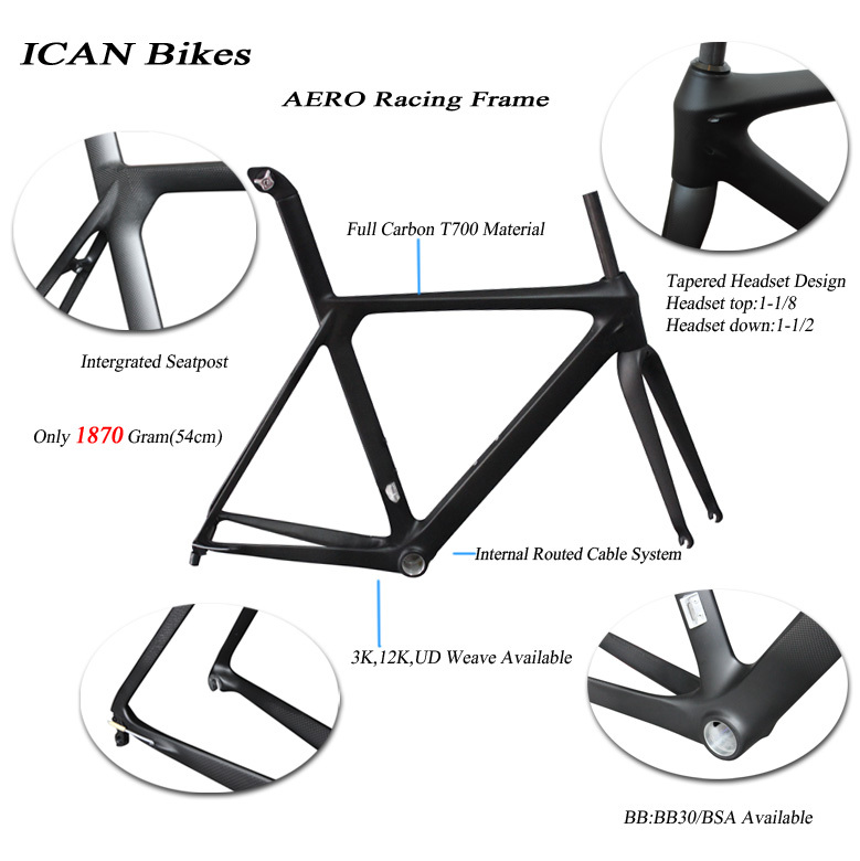 Aero integrated Seat post Carbon Road Bike Frame Racing road bikes frame Alibaba