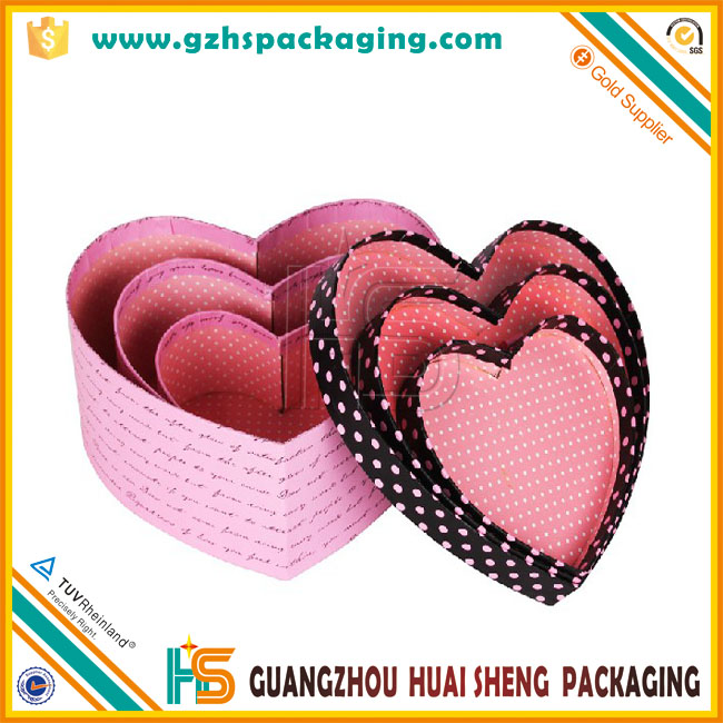 2015 new arrival heart shape paper gift box with ribbon