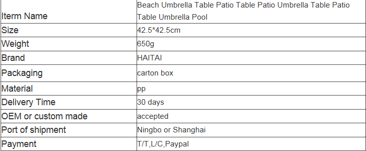 umbrella table