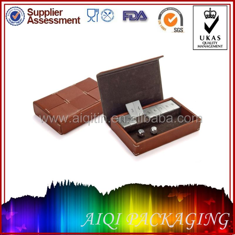 2014 newest hot selling red wine pu leather packaging box with handle