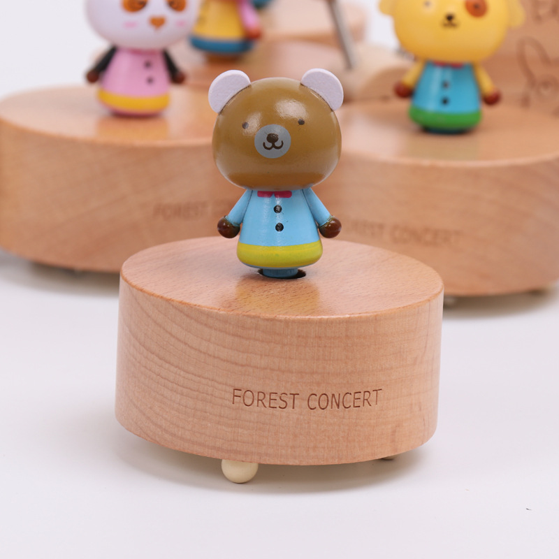 2017wooden Creative Revolving Cartoon Animal Music Box,Wooden Crafts