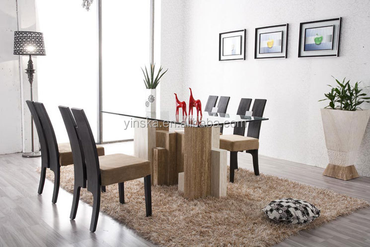 Vidrio moderno y marmol travertino diseños para comedor muebles ...