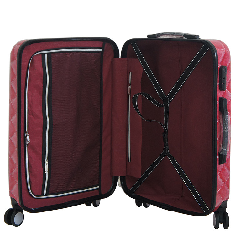 赤い色baigou四輪スーツケース工場のpcトロリーabsトロリーバッグを押しボタン仕入れ・メーカー・工場