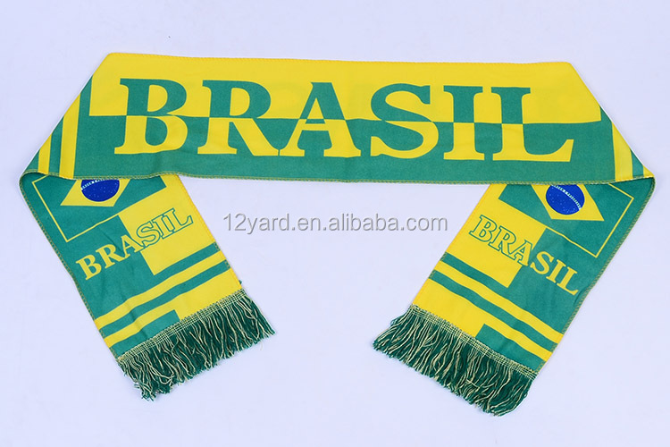 ブラジルサッカーサッカーワールドカップ記念品ギフトユーロ2016競争国旗のスカーフを編む仕入れ・メーカー・工場