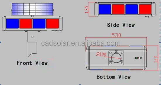 four-unit-solar-led-warning-light-drawing