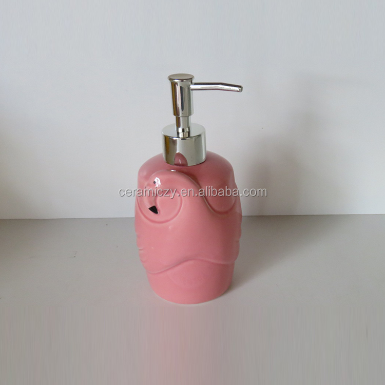 Dehua Vintage Ceramic Pink Flamingo Shaped Decorative Hand Soap