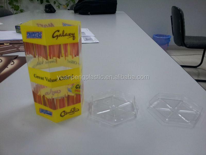 custom hexagon packaging box for chocolate bar,clear hexagon chocolate packaging box with blister lid wholesale