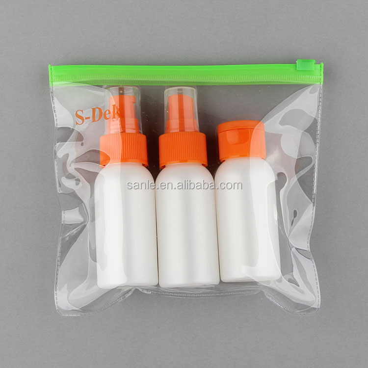 PVC bag packing for PE oval shaped cleaning bottle