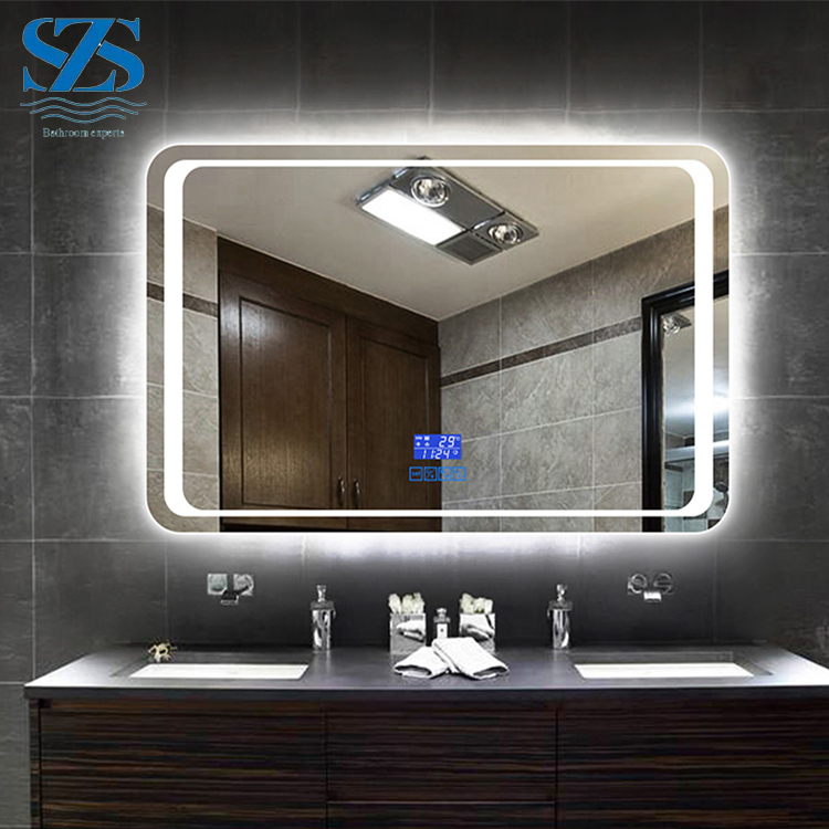 HOKO® Espejo de baño LED 60x80cm, Reloj Digital, antiniebla