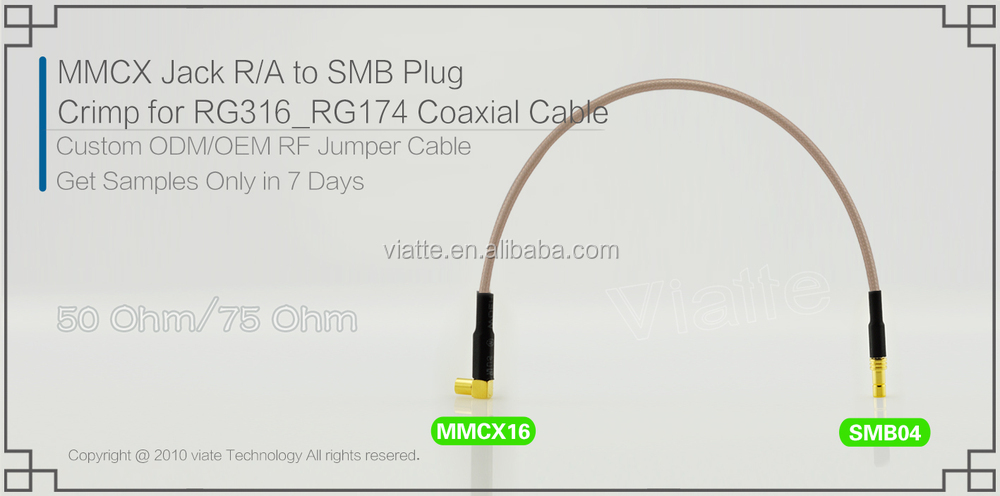 工場出荷時の価格mmcxジャック/にメスsmbプラグ/maler/rg316_rg174に圧着力を同軸ケーブルのコネクタのための仕入れ・メーカー・工場