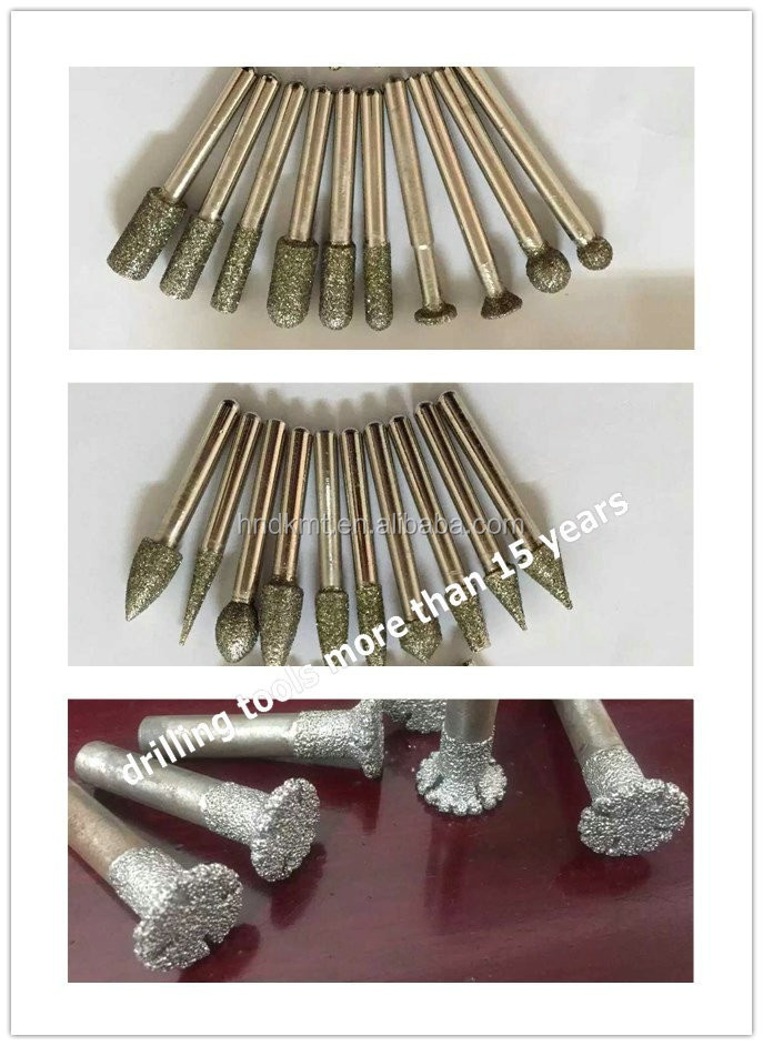 Vacuum Brazed Diamond Burrs Marble Stone Carving Power Tools Bits Sculpture Tools Use On Cnc