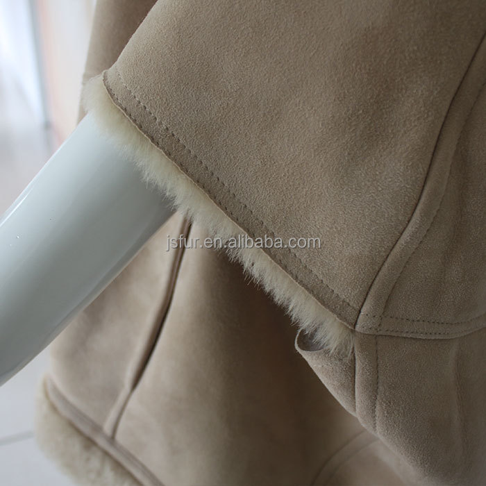 トップファッションラクダ色最高品質レディース毛皮と革のシープスキンダブルフェイス1.jpgpaovercoat卸売バットスリーブコート仕入れ・メーカー・工場