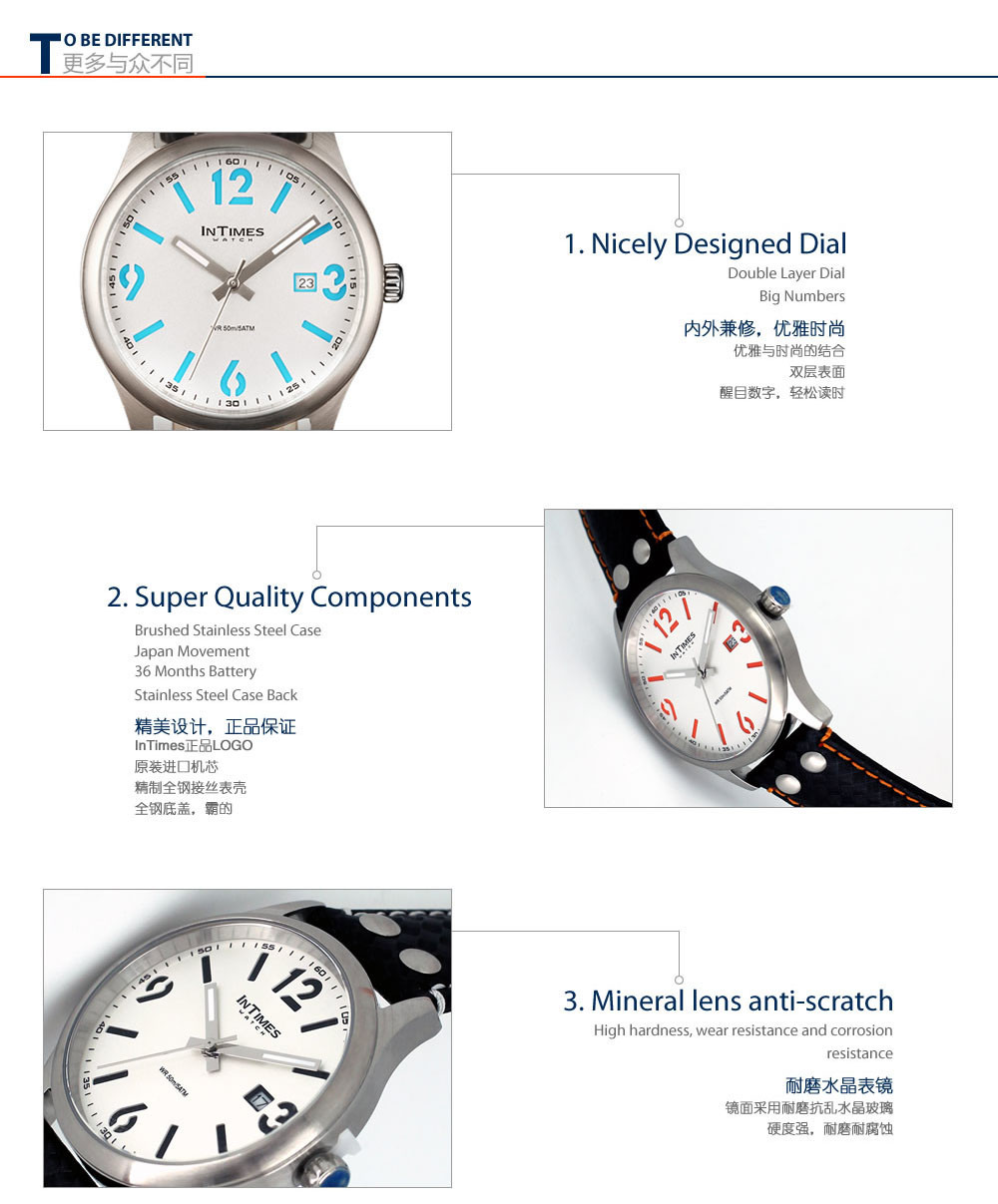 新しいオレンジintimesit-1066l2014年腕時計ビッグ数スチールケースレザーストラップの男性腕時計日本movt. 水証拠50m問屋・仕入れ・卸・卸売り