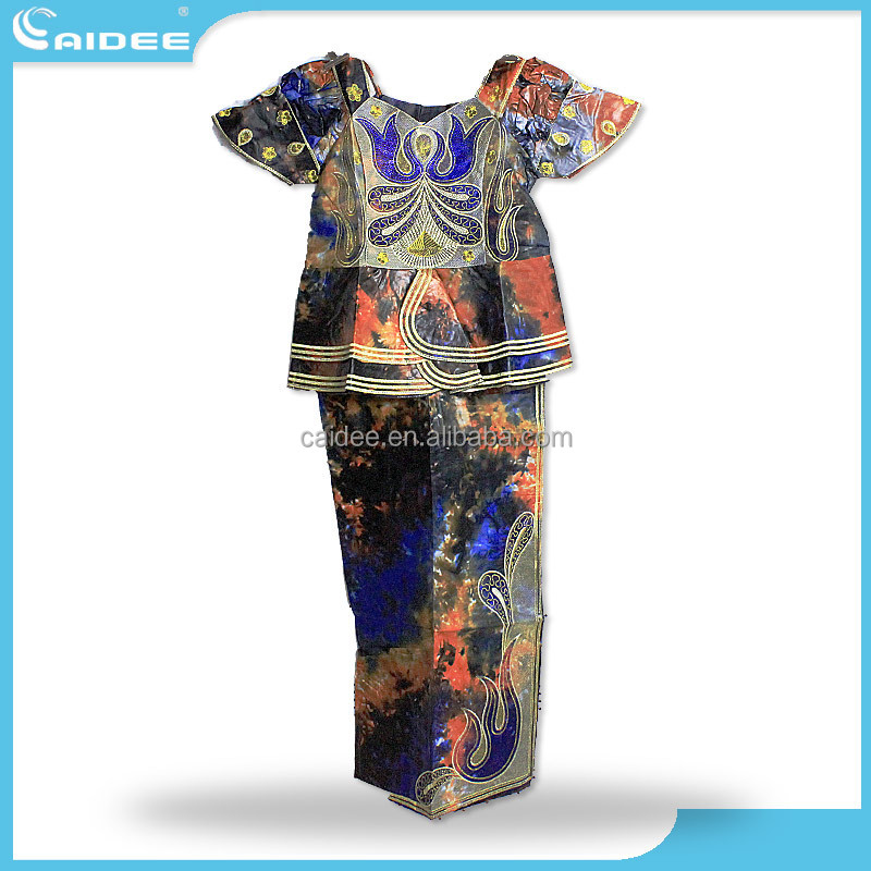 -Royalblue の ドレス 、 スカーフ シャツ と トップ アフリカバザン刺繍デザイン ドレス BCW150125仕入れ・メーカー・工場