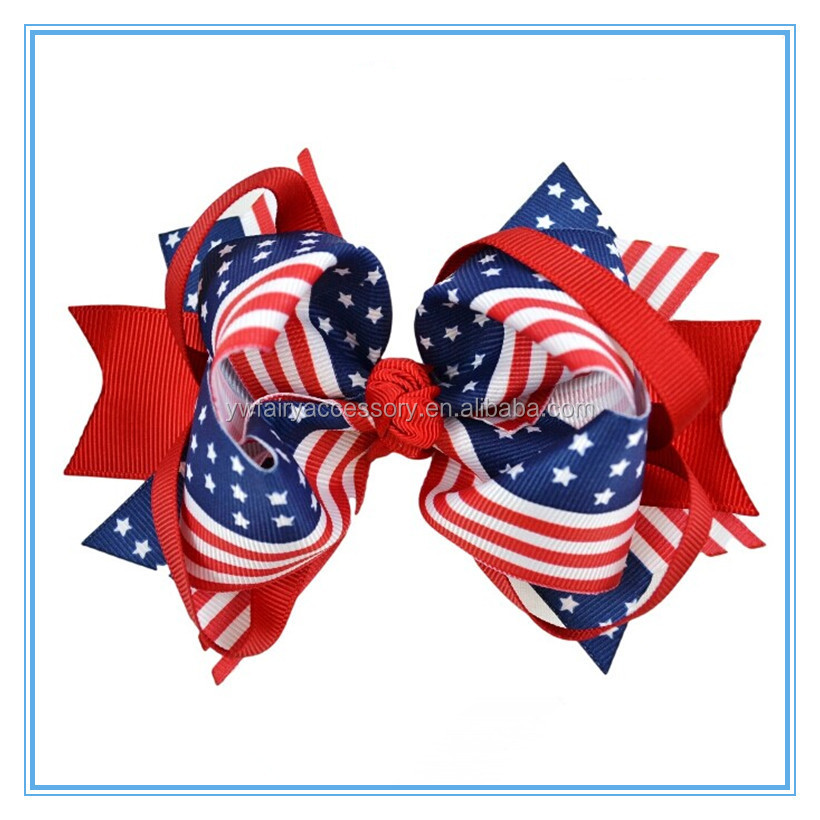 アメリカpatriots'day/旗の日大きなリボンの髪の弓仕入れ・メーカー・工場
