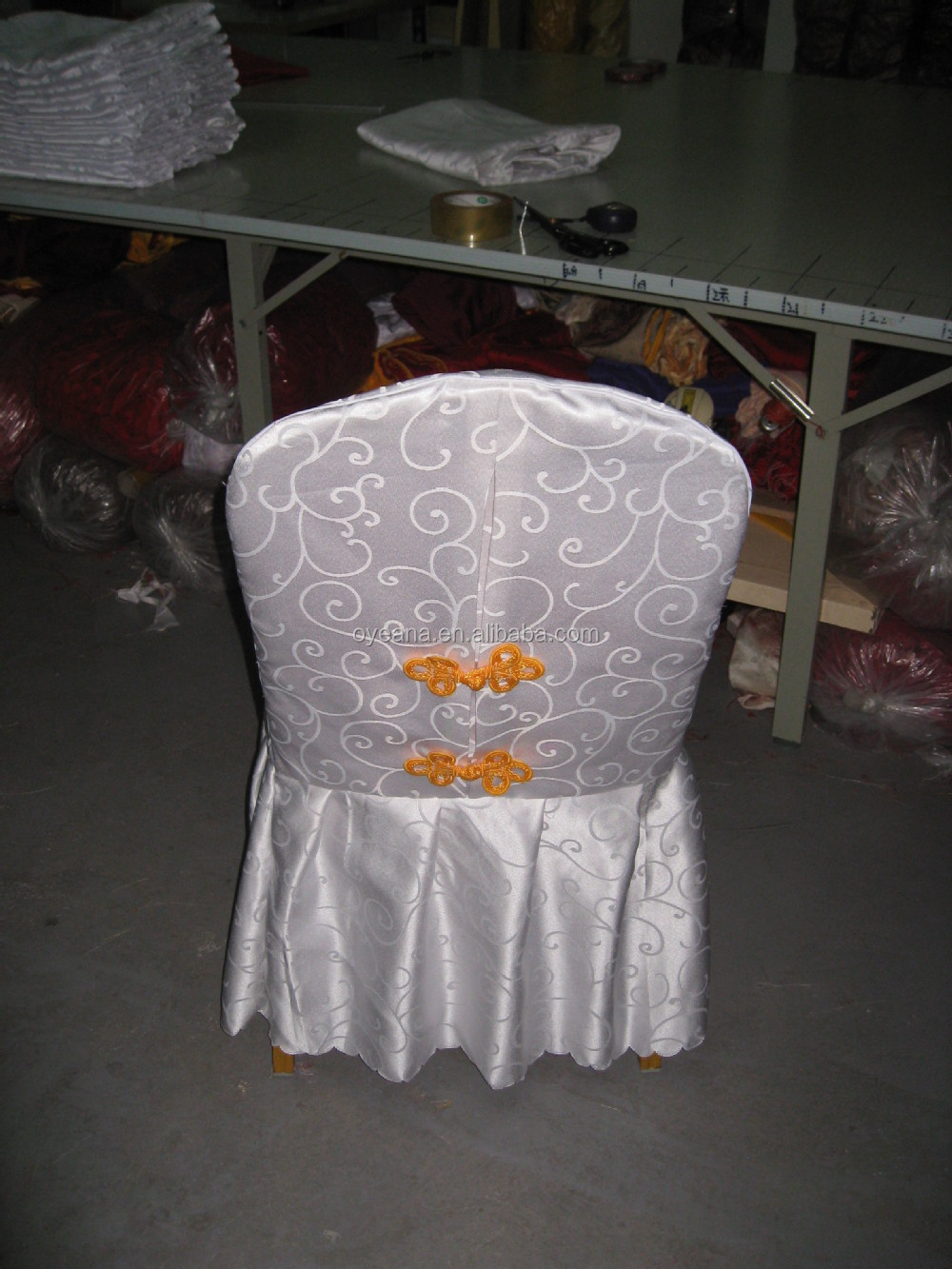 白のサテンの椅子カバー結婚式のための問屋・仕入れ・卸・卸売り