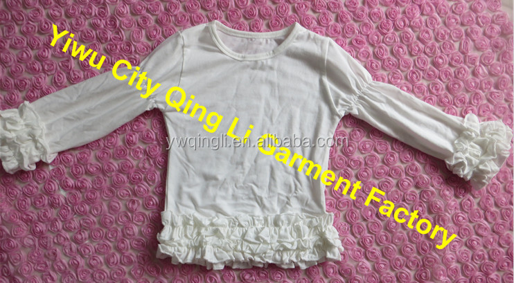の子供の冬服ブティックpersnickety幼児の女の子の長いバブルスリーブシャツ安く固体赤ん坊の綿のブラウス問屋・仕入れ・卸・卸売り