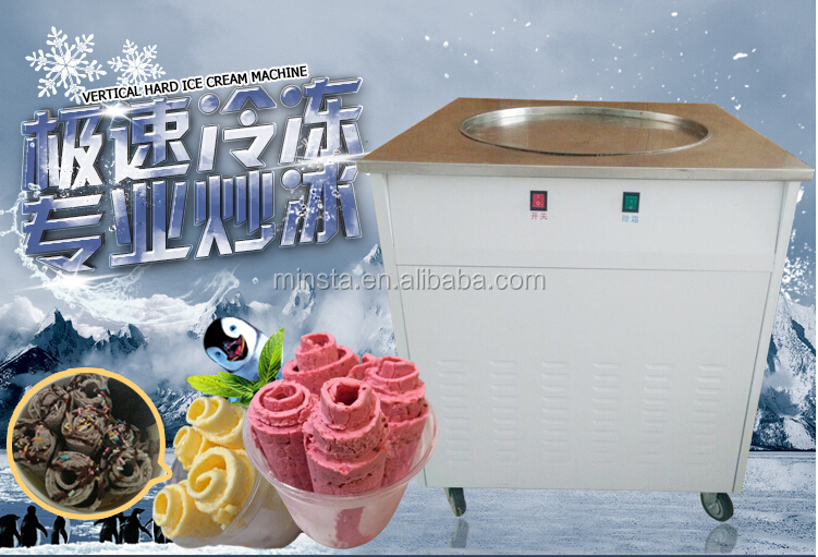 シングルパン揚げアイスクリームのマシンのためのアイスロールで作って4ユニバーサル輪仕入れ・メーカー・工場