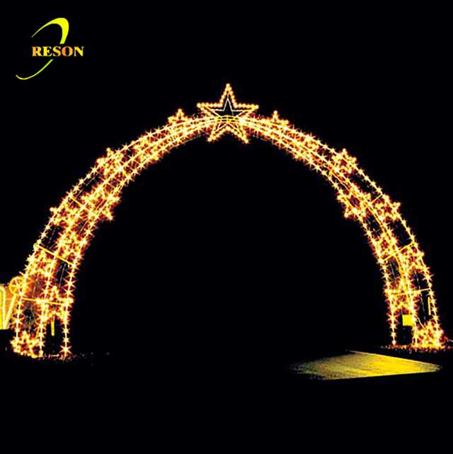 2017 New Design Outdoor Large Led Lighted Star Arch For Christmas