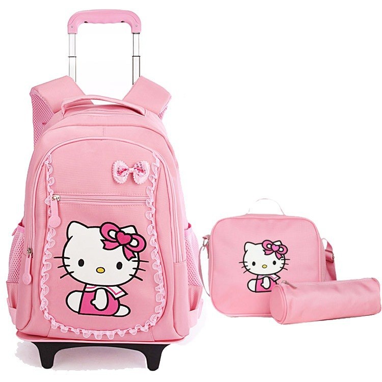 Free-Shipping-Hello-Kitty-Children-School-Bags-Mochilas-Kid-Backpacks-With-Wheel-Trolley-Luggage-For-Girls-08