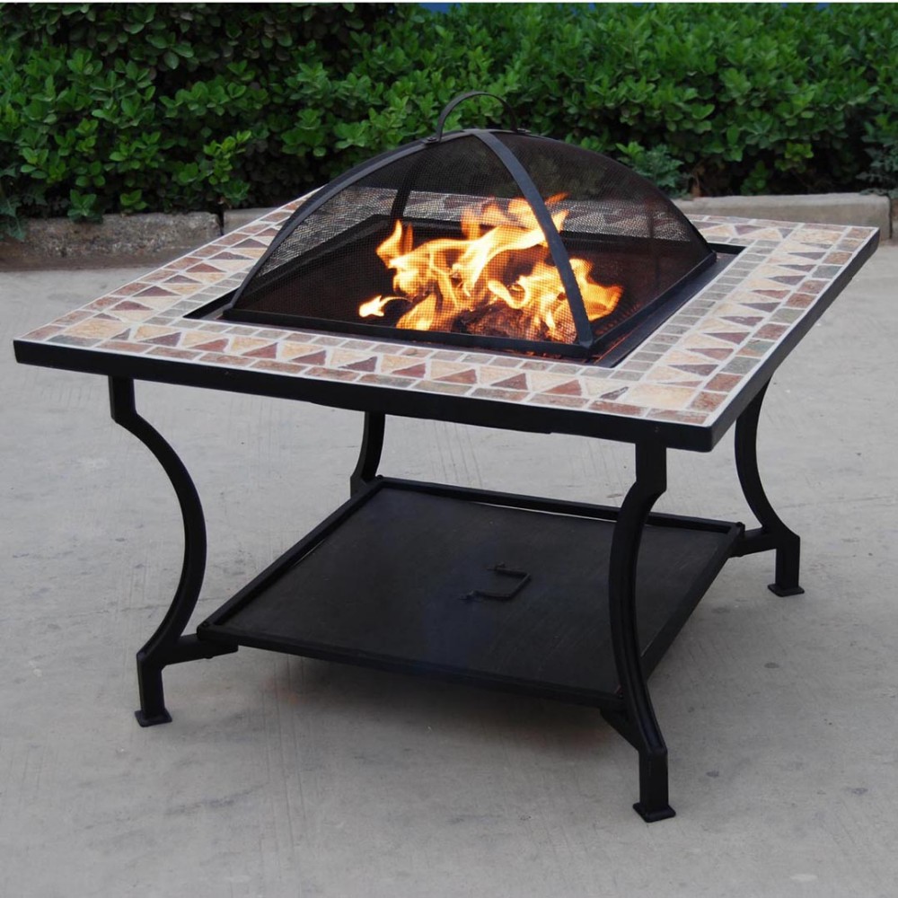 Kingjoy-outdoor Ceramic Table Fire Pit With Bbq Grill 650834 - Buy 