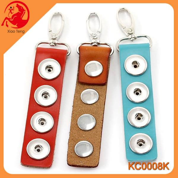 Wholesale 20mm Genuine Leather Interchangeable Snap Button Keychain