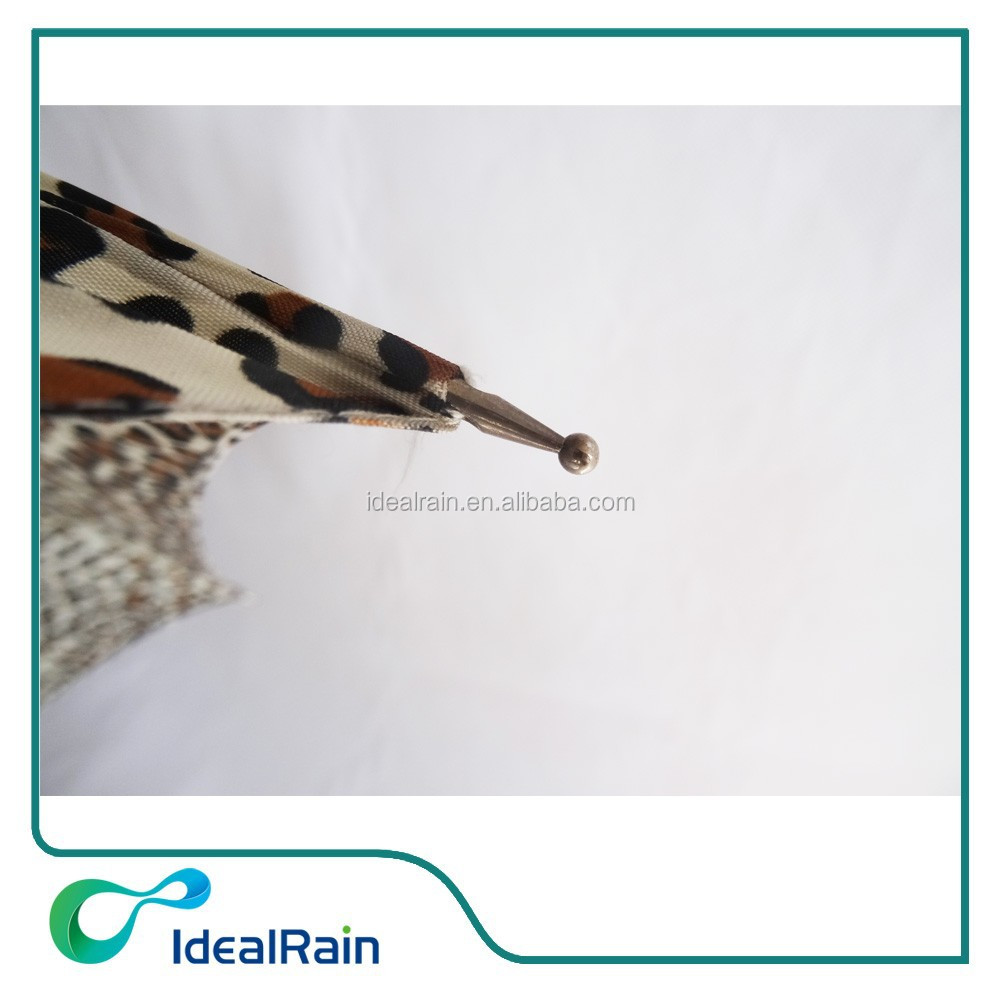 windproof automatic dome shaped stick leopard umbrella