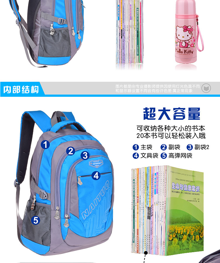 ナイロン2015熱い販売の学校のバックパックの袋oemができによって学生のための印刷のロゴ仕入れ・メーカー・工場