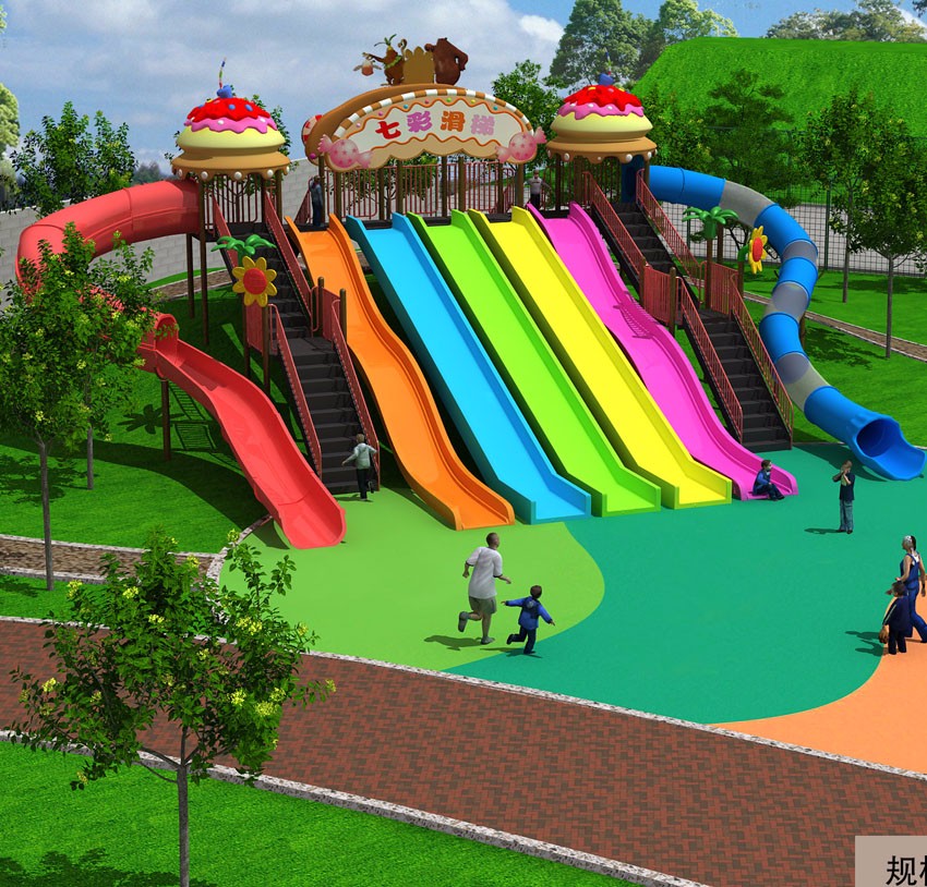 Outdoor 7 Colour Slides For Children Large Outdoor Rainbow Slide