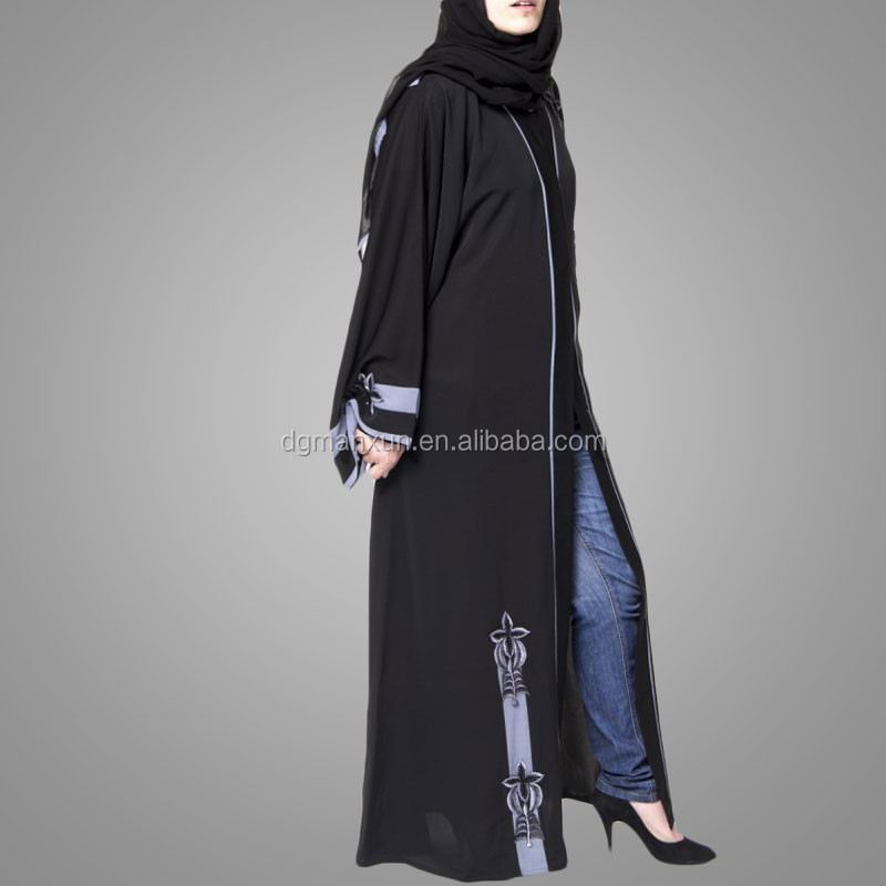 Butterfly dubai black embroidered abaya kaftan long sleeves dubai black long loose cardigan