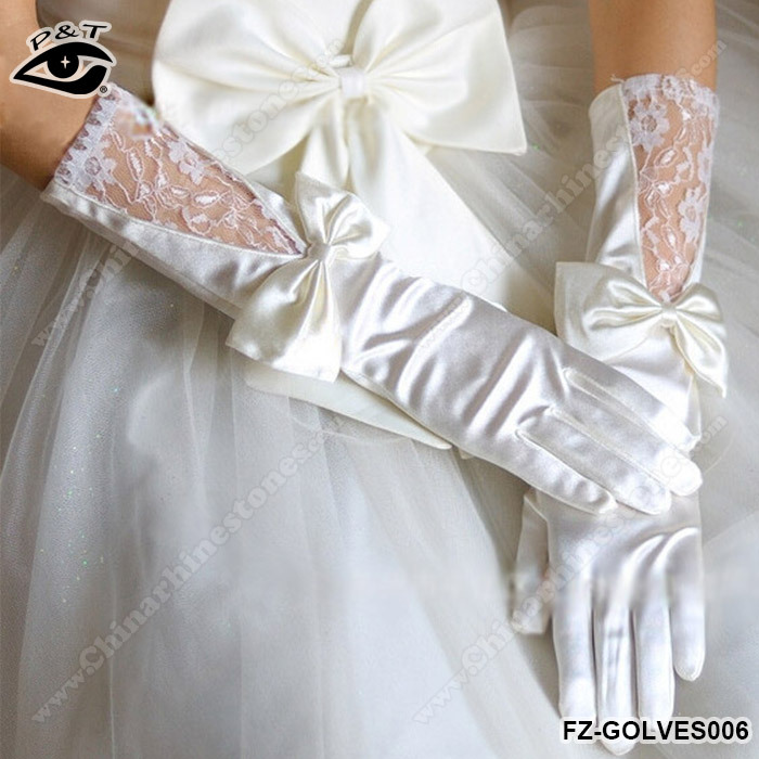 新しい白のイブニングドレスエレガントな弓肘花嫁の結婚式の手袋問屋・仕入れ・卸・卸売り