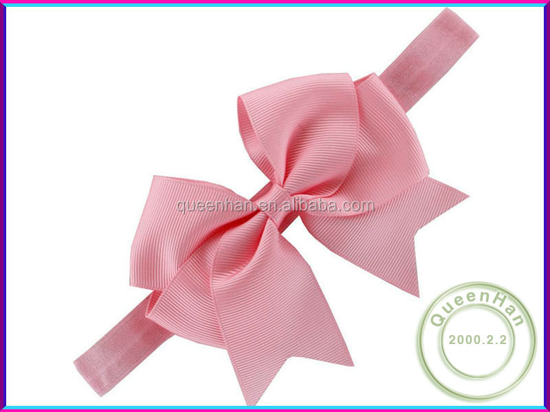 glued,welded 5"" ribbon hair bow glued with elastic headband,pinwheel bows