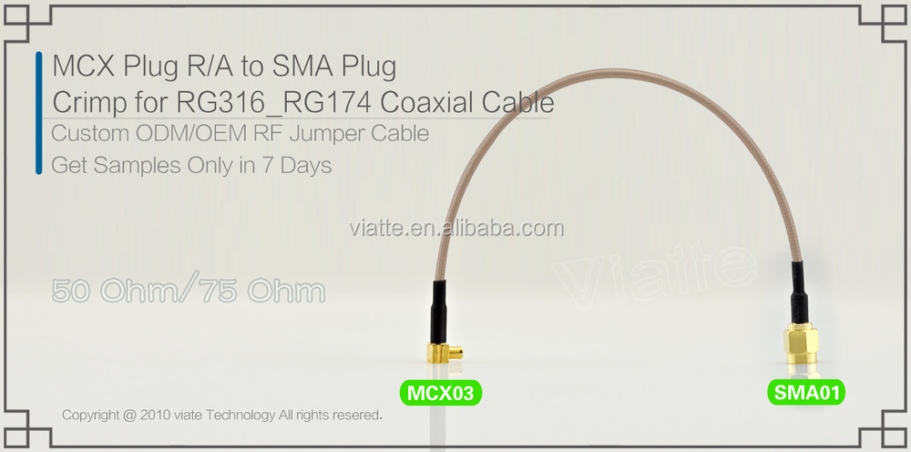 無料サンプルrg174用mcxオス同軸コネクタケーブル仕入れ・メーカー・工場