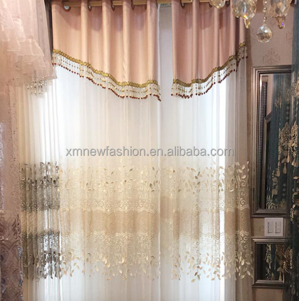 Wholesale Elegant Embroidered Sheer Voile Curtains Fabric Silk