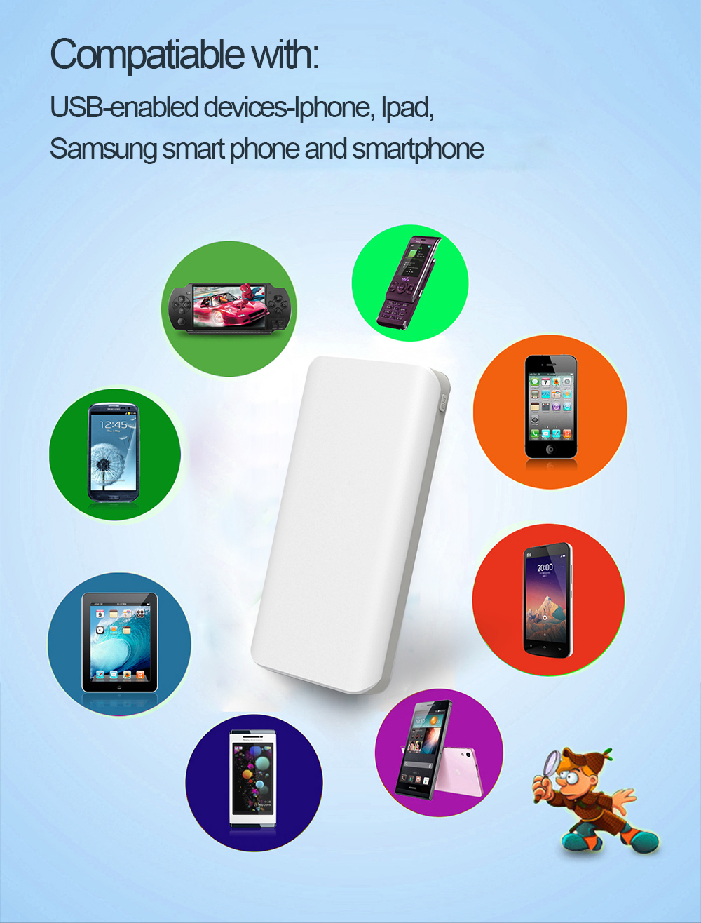 20000mah Long Lasting High Capacity Power Bank For Smart Mobile Power