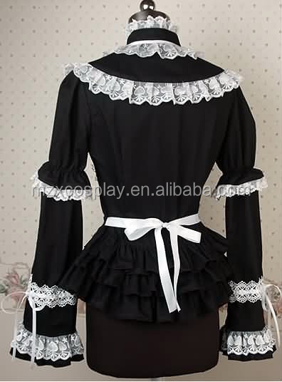 熱い販売のゴシック黒と白の長袖ロリータブラウスハロウィンパーティの衣装クリスマス美しさのためのロングドレス問屋・仕入れ・卸・卸売り