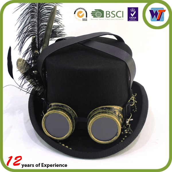 黒安いトップ帽子付きメガネファッションfedoraの帽子用マジックとピエロ仕入れ・メーカー・工場