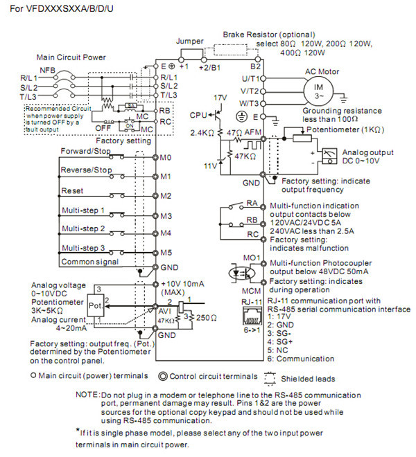 VFD004S23A Wiring