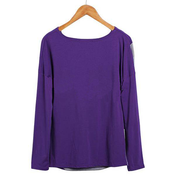 プロモーション緩いスリーブtシャツステッチストライプロング- 長袖プルオーバーニットウェアg0436女性のための卸売問屋・仕入れ・卸・卸売り